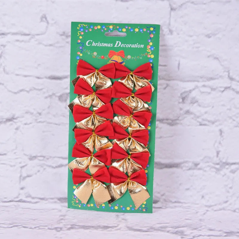 5 cm red gold silver and gold polyester Christmas tree bow decoration ornament