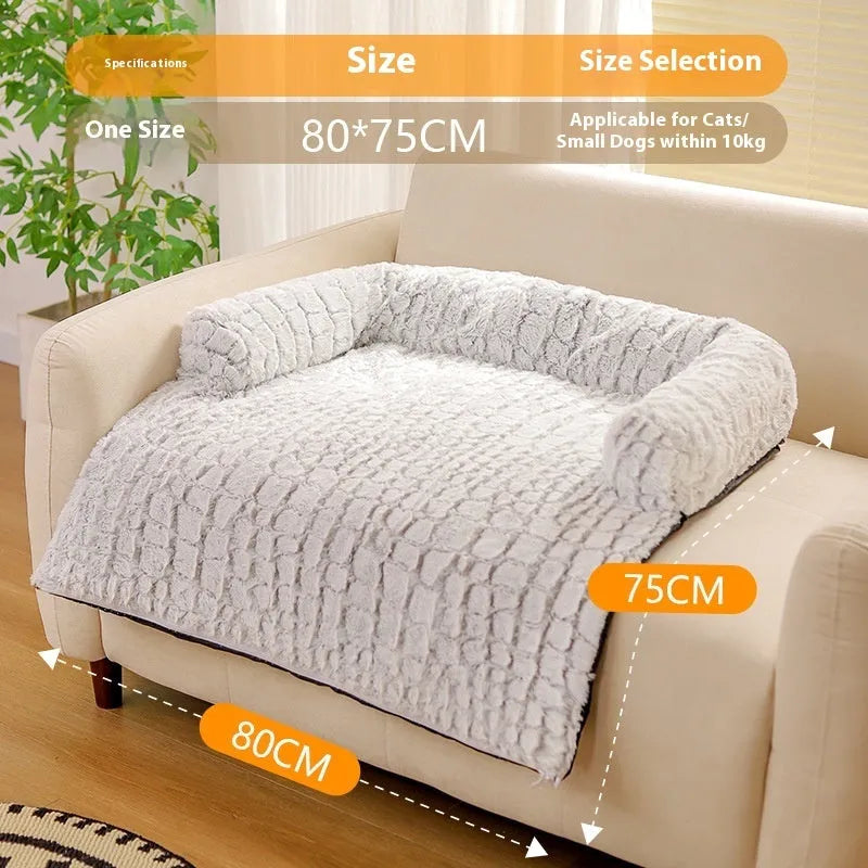 Extra large PV velvet cat sofa cushion nest available in two sizes for indoor pet comfort