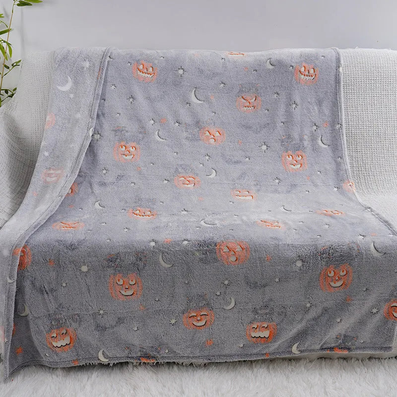 Cartoon print flannel blanket for children in multiple colour options