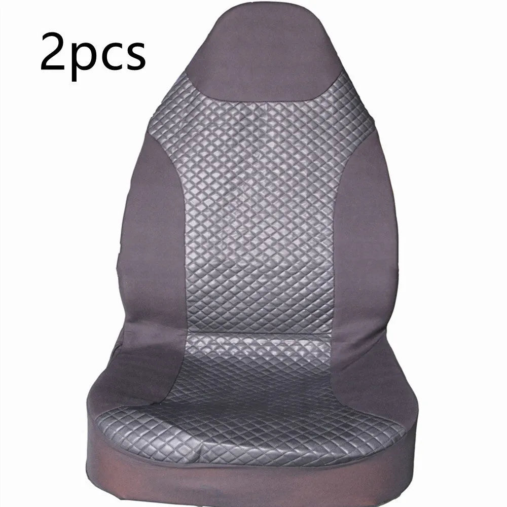 Black quilted automotive seat cover with PU and polyester fabric, plastic hooks