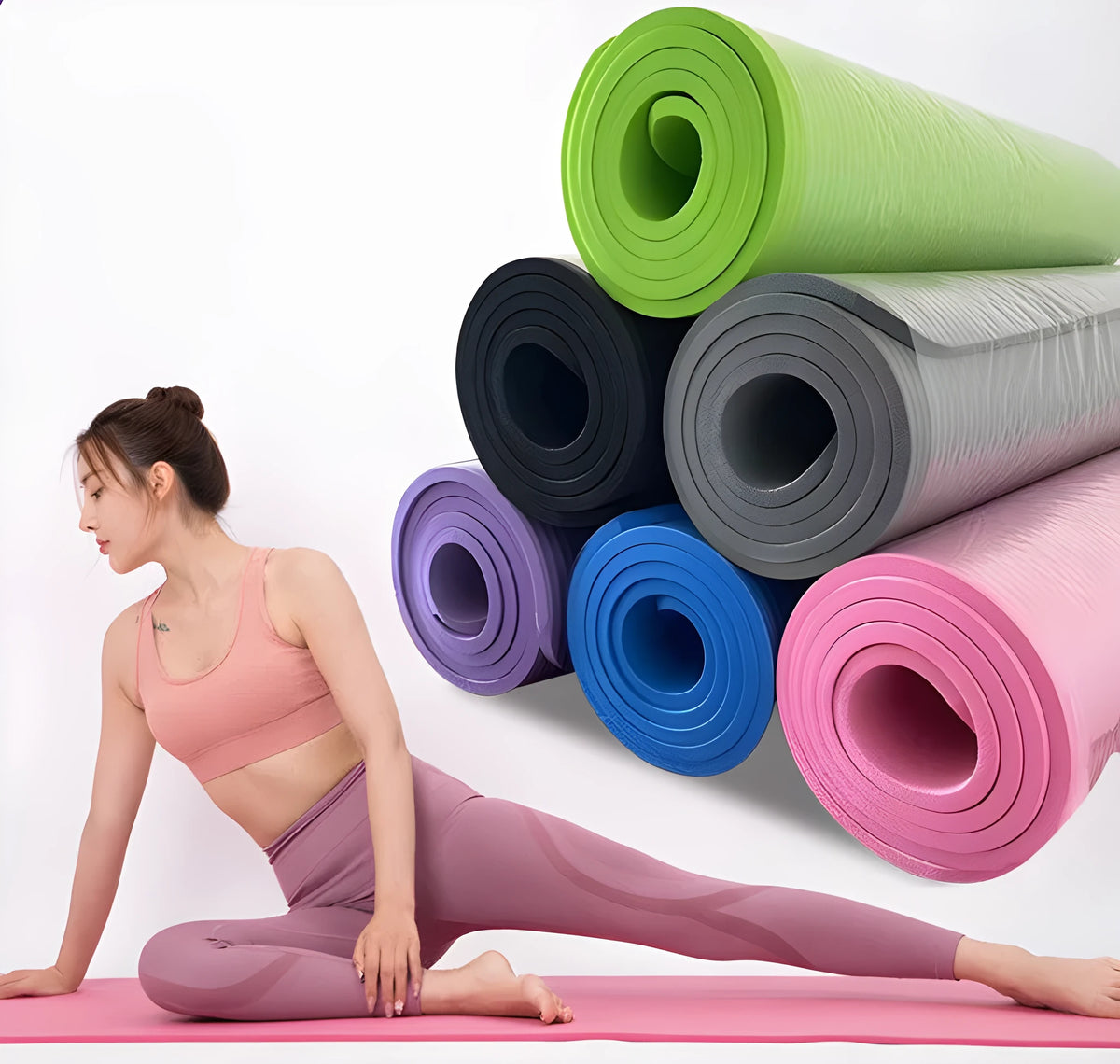 NBR yoga mat 183x61cm striped exercise mat for yoga dance fitness in purple blue pink black grey green red