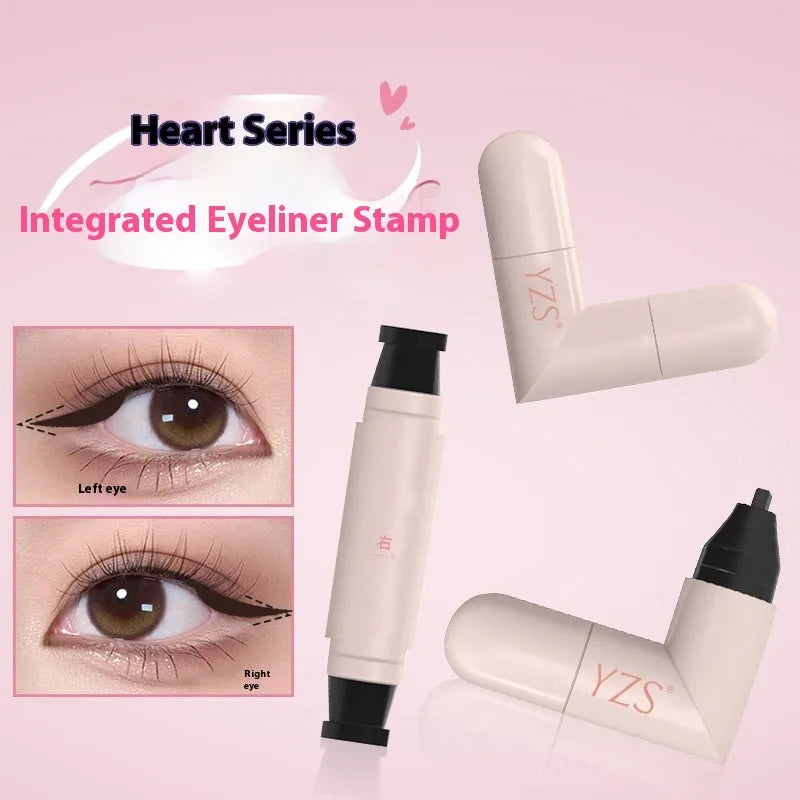 Double-headed waterproof not smudge eyeliner stamp pen with precise outline and natural finish in black