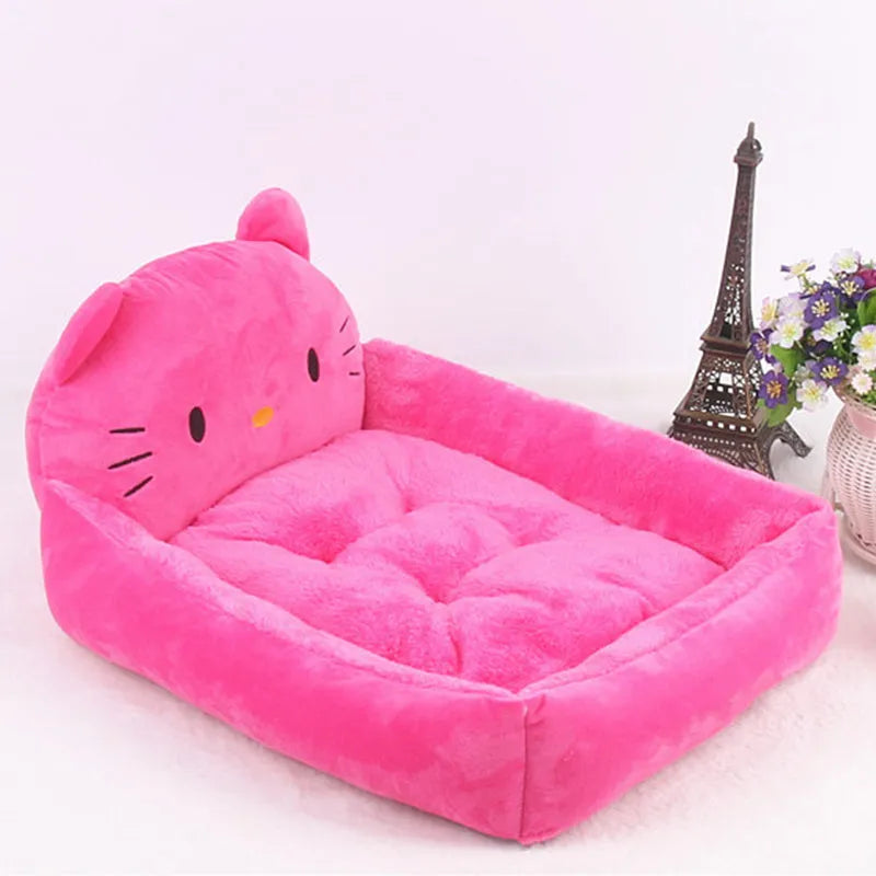 A cartoon-style soft plush pet bed sofa for small dogs and cats, shown in blue colour.