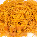 500g pack of yellow rubber bands in seven diameters from 16mm to 70mm