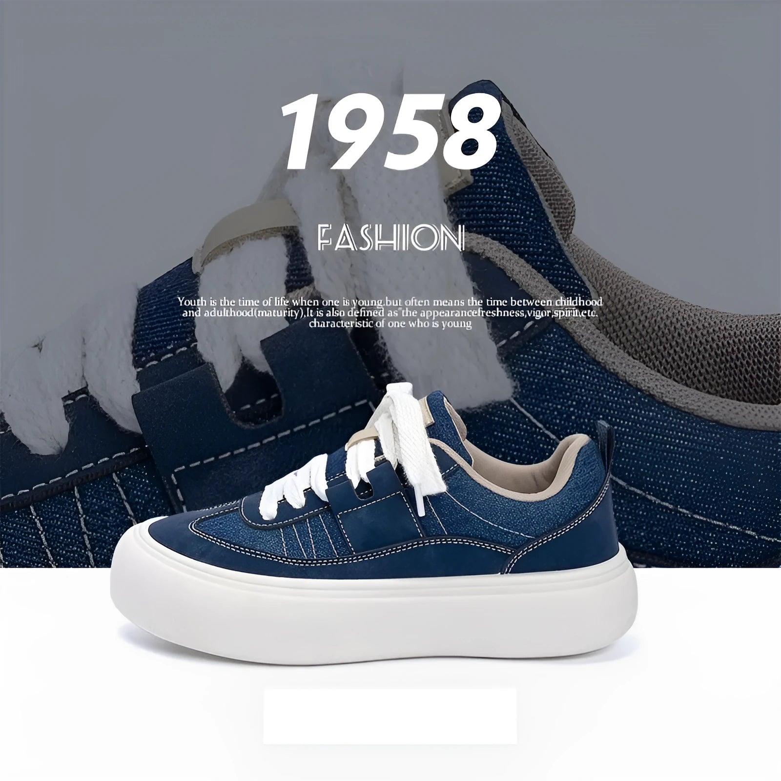 Men's low-top canvas platform shoes with round toe and lace-up closure in multiple colour options