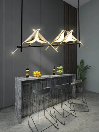 Modern simple aluminium alloy hall lamp with iron chandelier design and adjustable height feature
