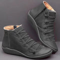 Women's casual flat booties with round toe and wedge heel in various colour options