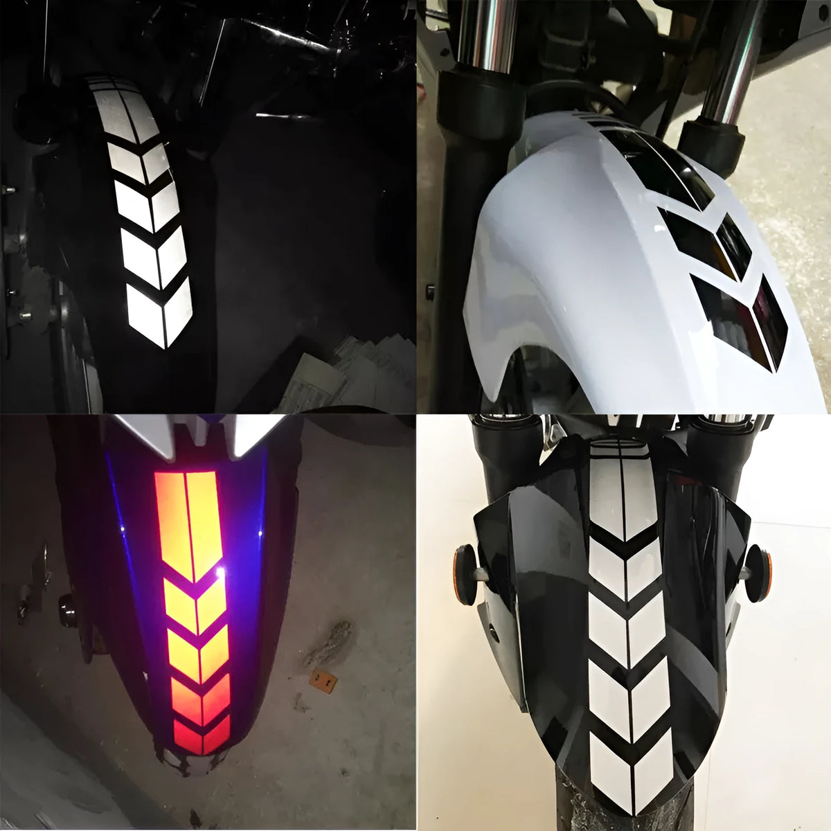 Locomotive mudguard sticker in PET with reflective stripe pattern, 34cm x 5.5cm, shown in black, blue, red, white or yellow.