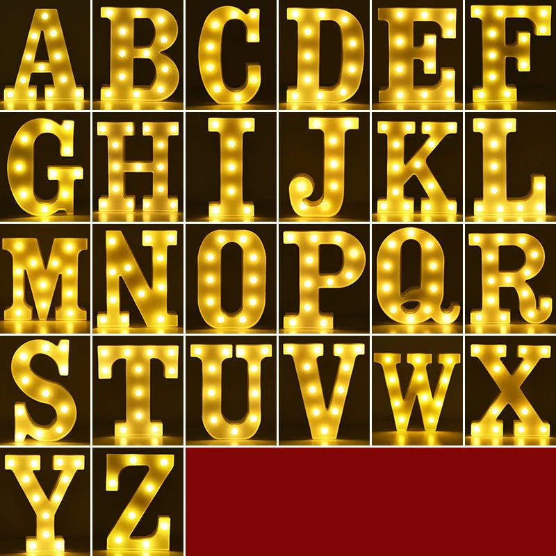 LED plastic alphabet letter lights showing Happy Birthday message in illuminated letters