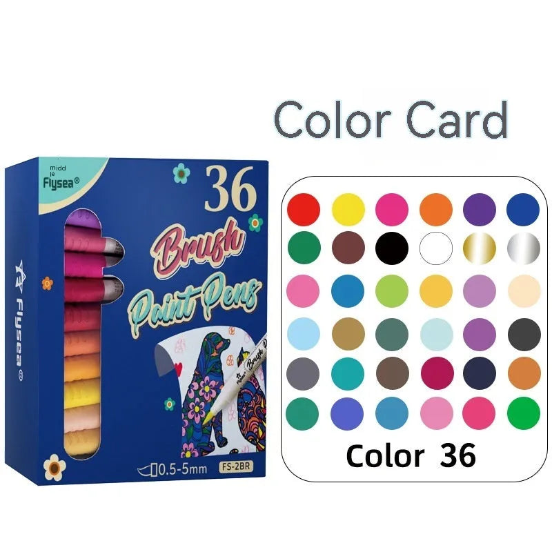 Set of gouache pens with soft brush tips for hand account painting and graffiti artwork