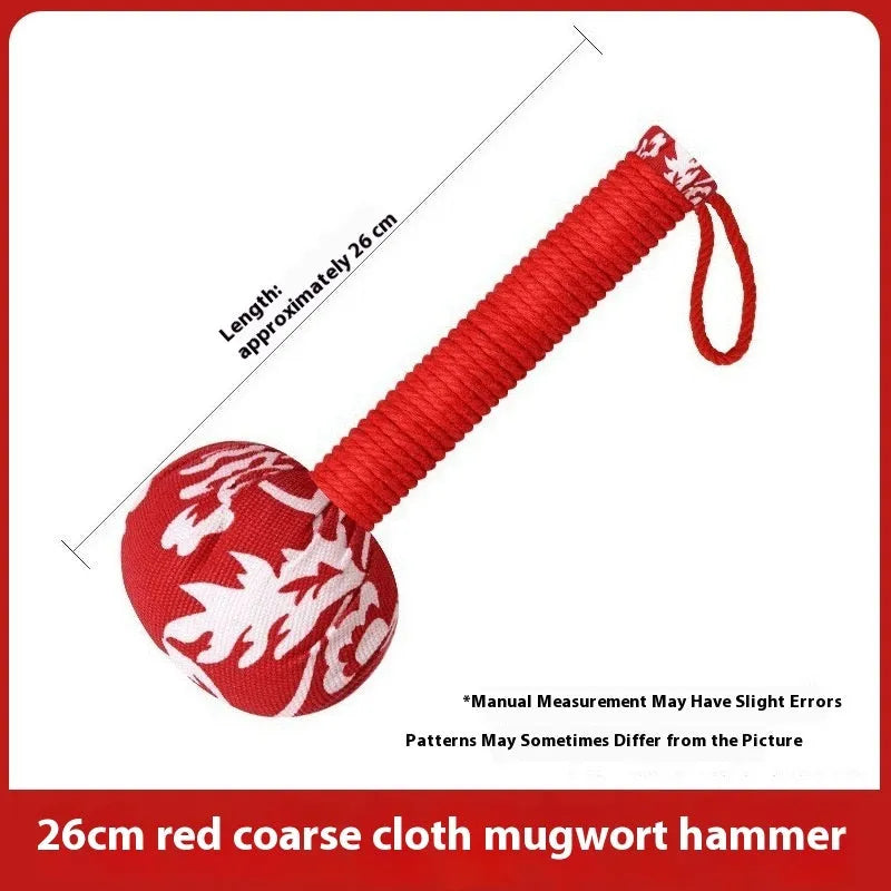 Argy wormwood handheld massage hammer in green colour showing 26cm length measurement