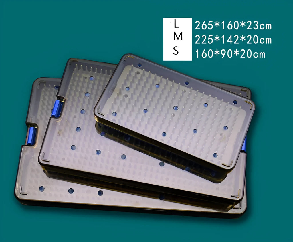 Flexible silicone disinfection box with airtight lid in three different sizes for UV sterilisation of phones.