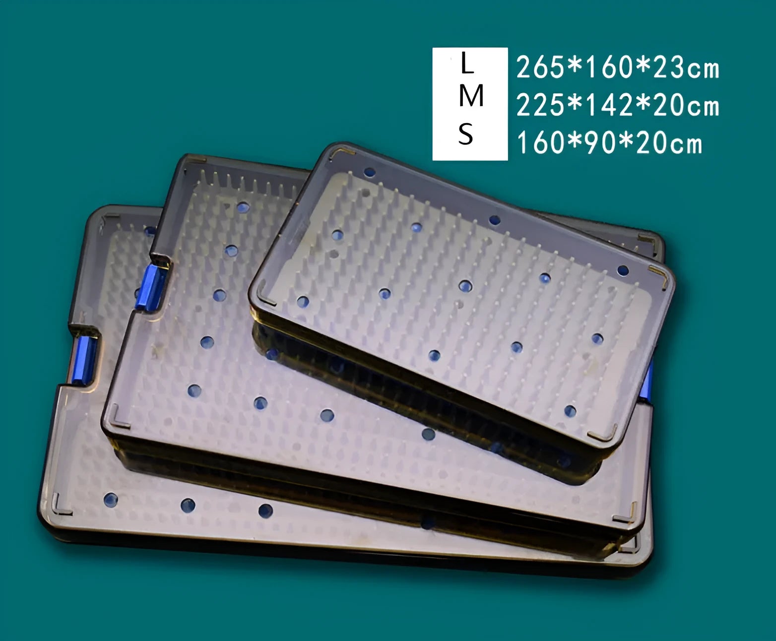 Flexible silicone disinfection box with airtight lid in three different sizes for UV sterilisation of phones.
