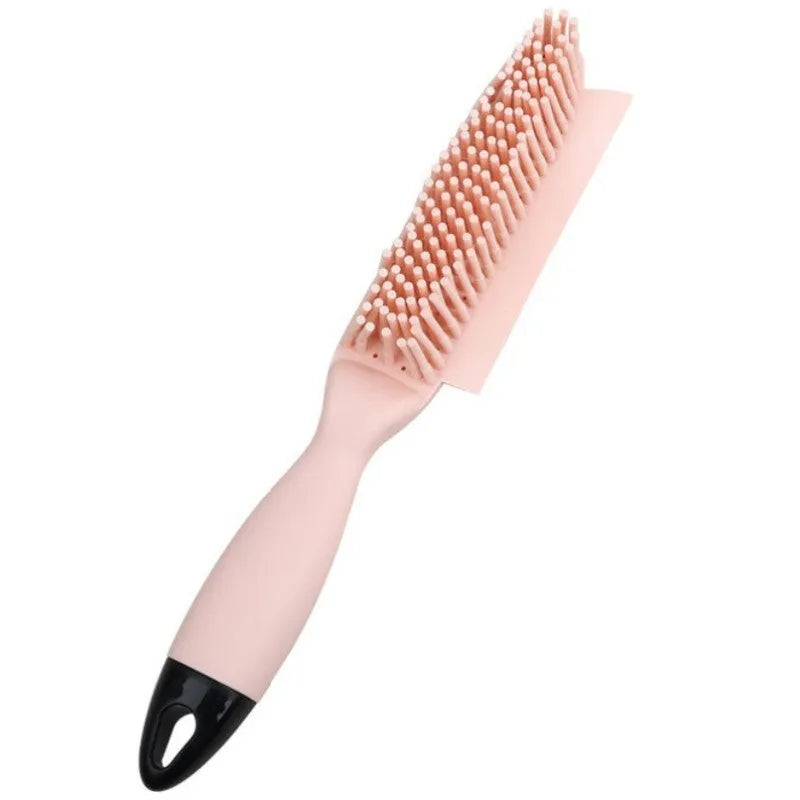 Self-cleaning dog brush pet hair remover in green with integrated hair collector, on white background