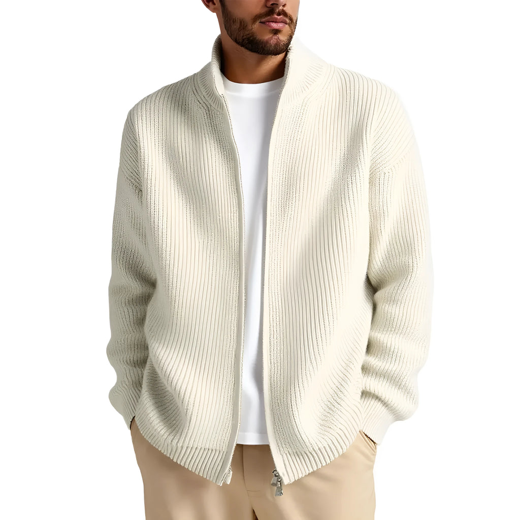 Men's loose fit cardigan sweater coat in acrylic blend fabric available in multiple colours