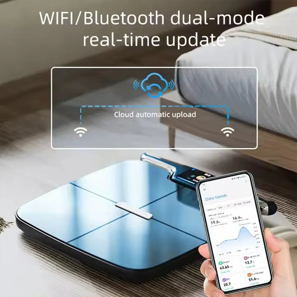 Black eight-electrode intelligent body fat and composition household weighing scale