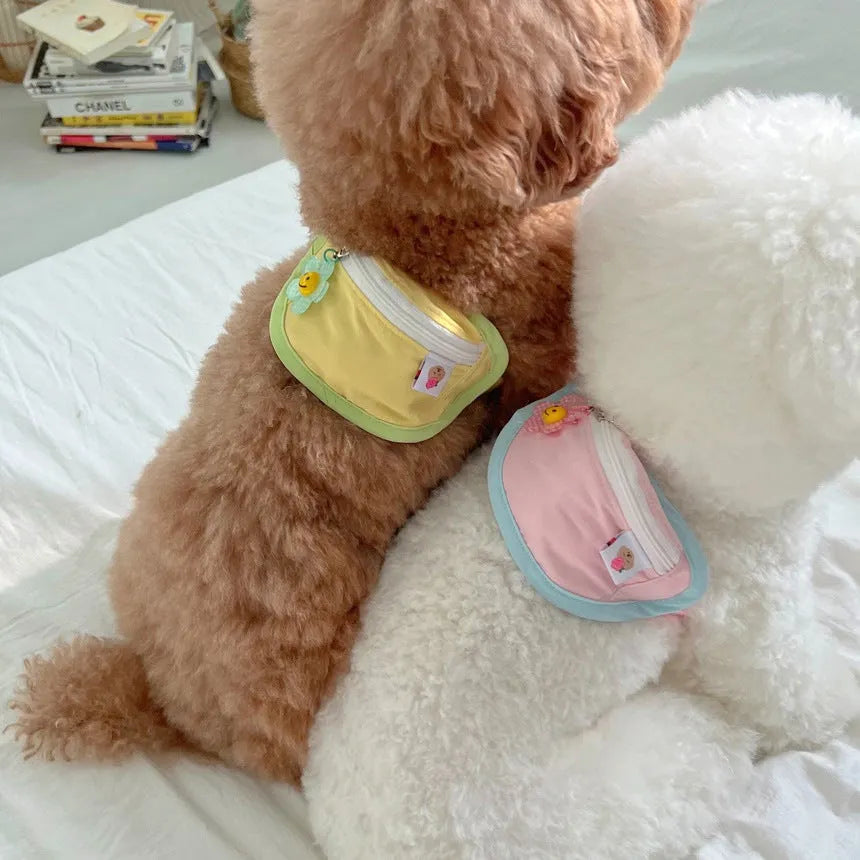 Backpack-style pet carrier for cats and small dogs in powder blue colour with messenger bag design