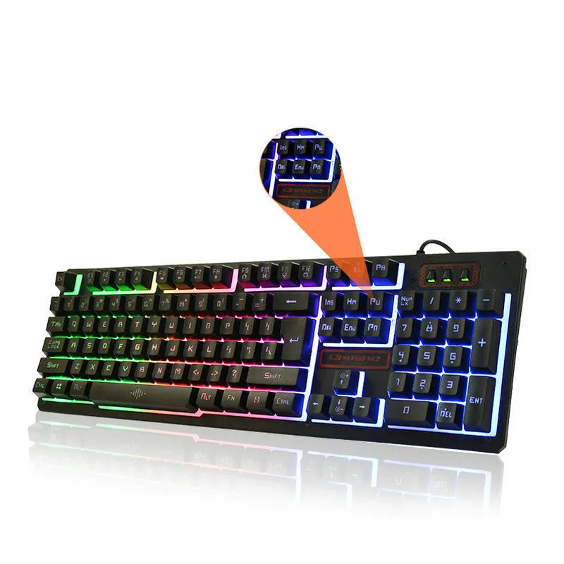 Wired gaming keyboard and mouse set, black finish, USB connections, 1600dpi optical mouse