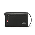 Men's large capacity PU clutch briefcase in solid black colour, front view