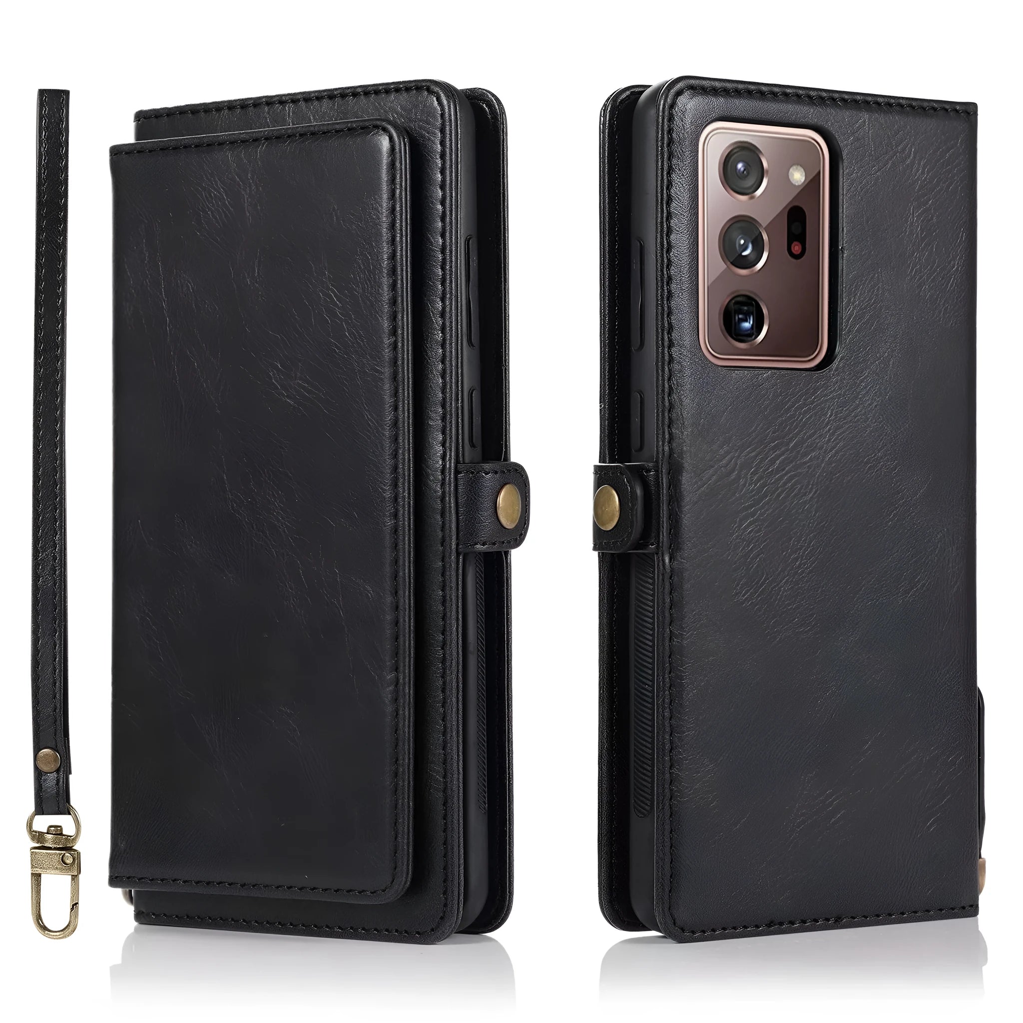 Samsung S21 wallet phone case with magnetic buckle in brown Crazy Horse pattern