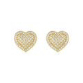 S925 sterling silver heart stud earrings with gold-colour finish and moissanite stones