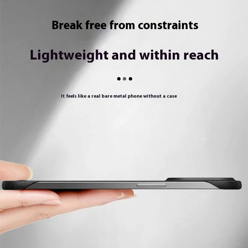 Ultra-thin frameless silicone phone case for iPhone 15 Pro Max in Graphite Black