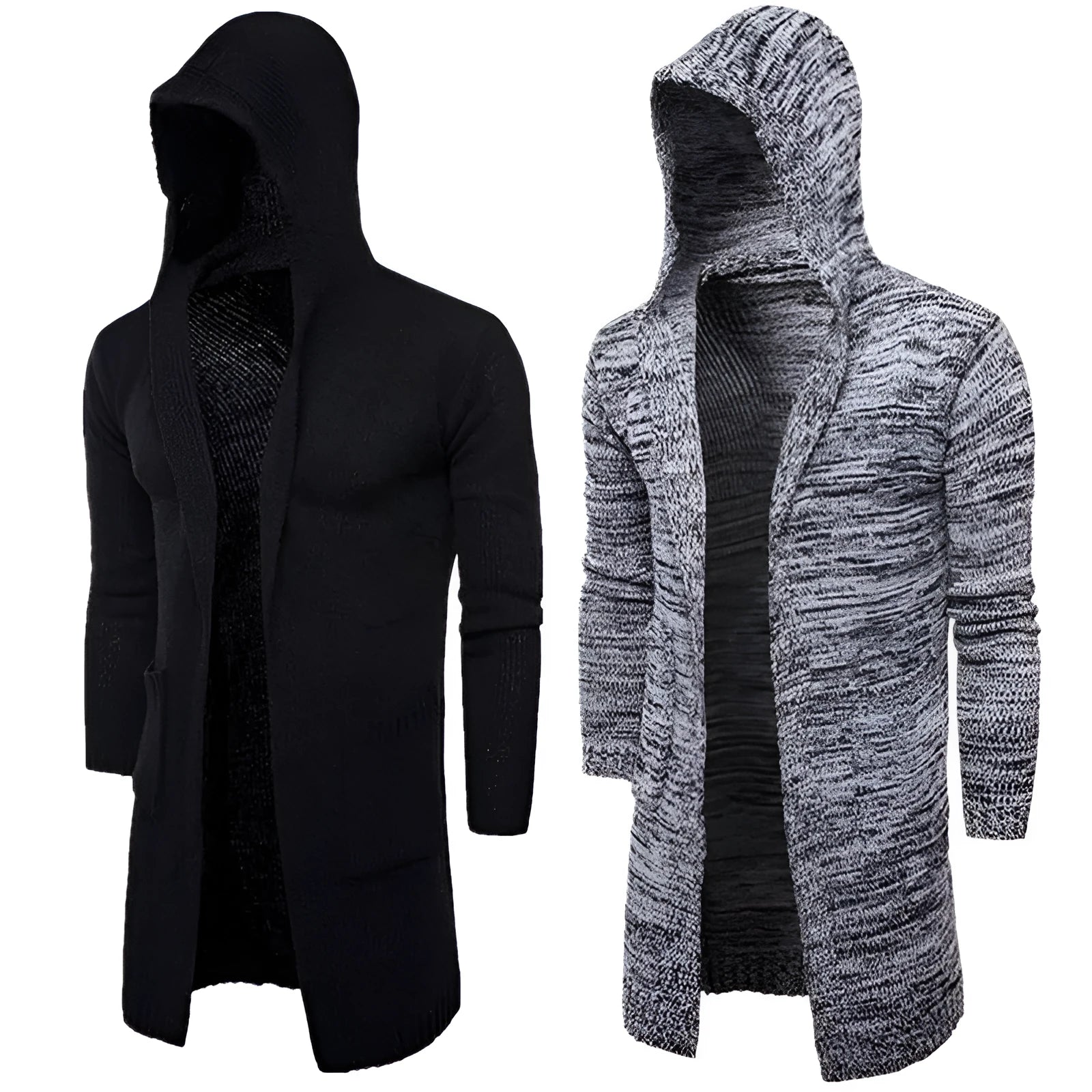 Men's new fashion wool blend cardigan sweater in Black with open front and button closure