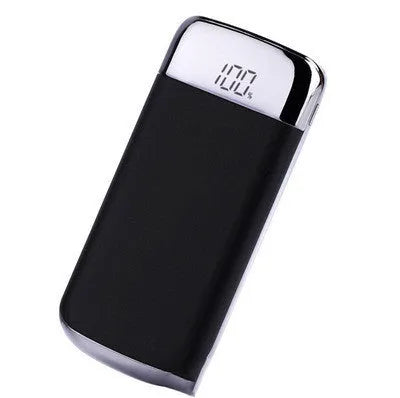 Alloy shell power bank with display and multi USB ports in black