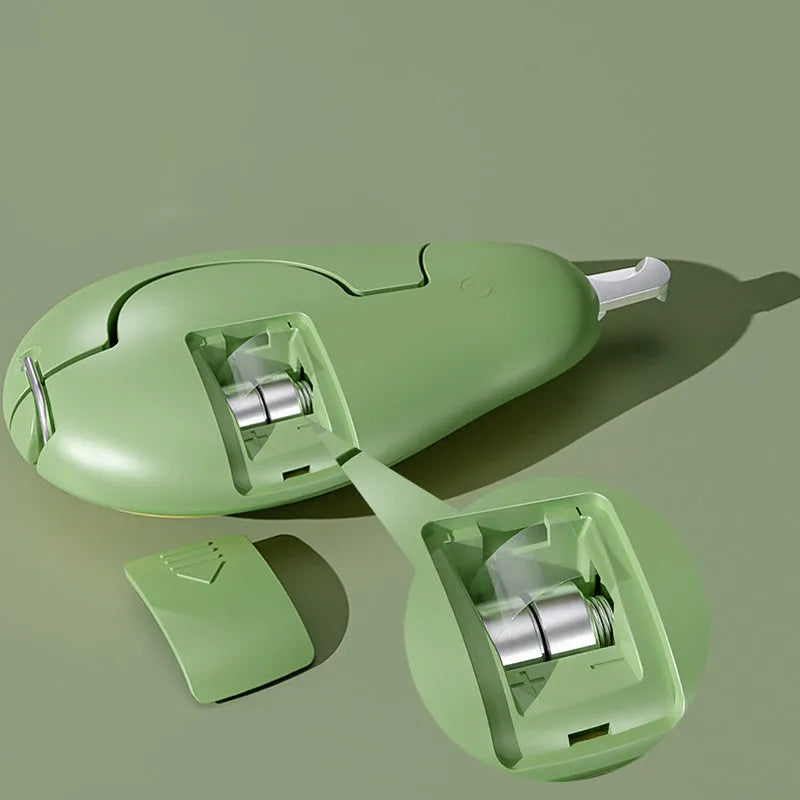 Professional LED pet nail clipper with safety guard in green, pink, and white colour options