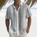 Men's loose-fit printed casual shirt in polyester fabric showing cardigan style and multiple colour options