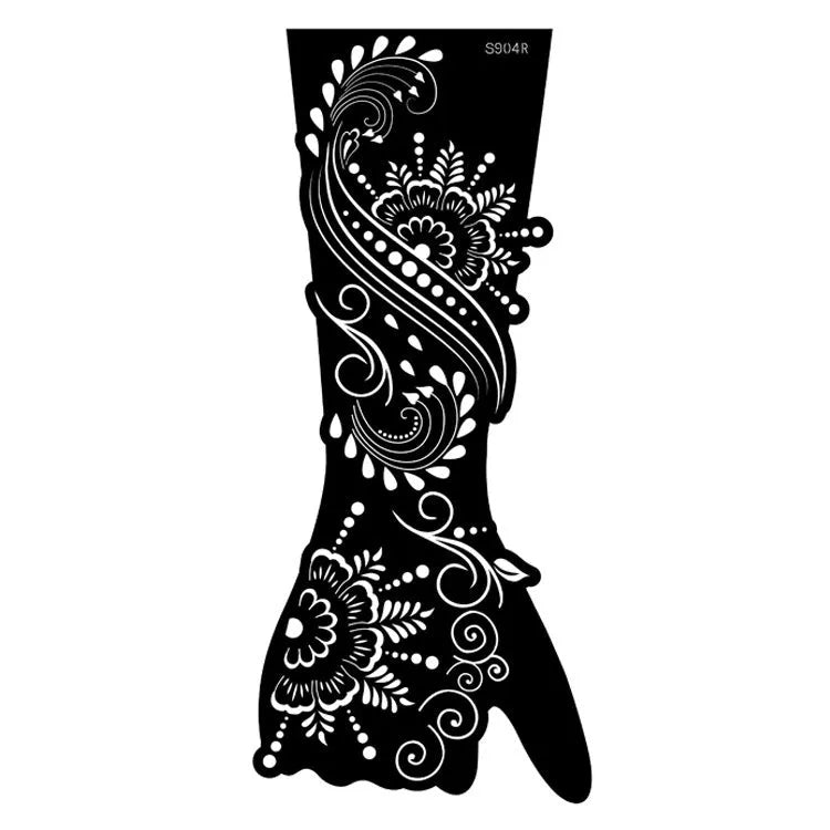 Geometric hollow template tattoo stickers showing intricate cut-out patterns for temporary body art application
