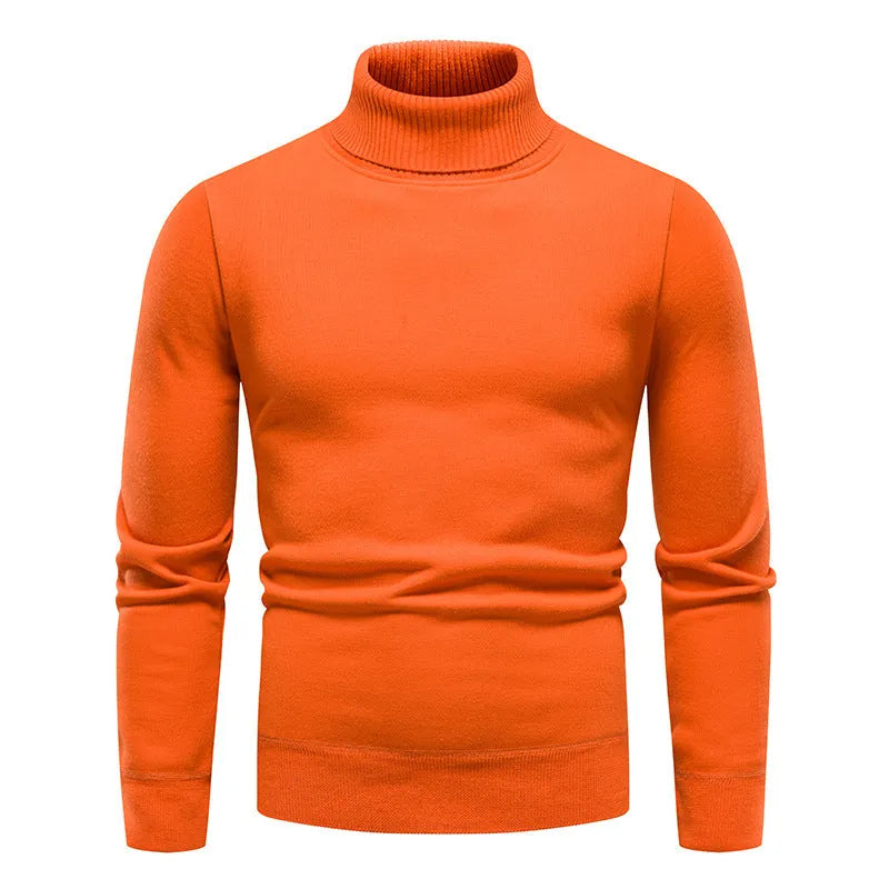 Men's fleece-lined turtleneck sweater in viscose blend, straight pullover, available in nine colours and sizes M to 4XL