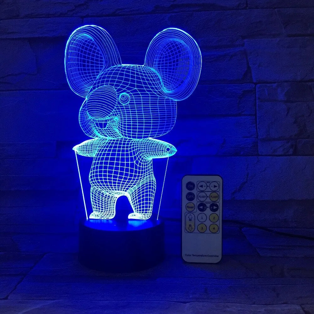 Black koala night light with LED illumination and touch/remote control