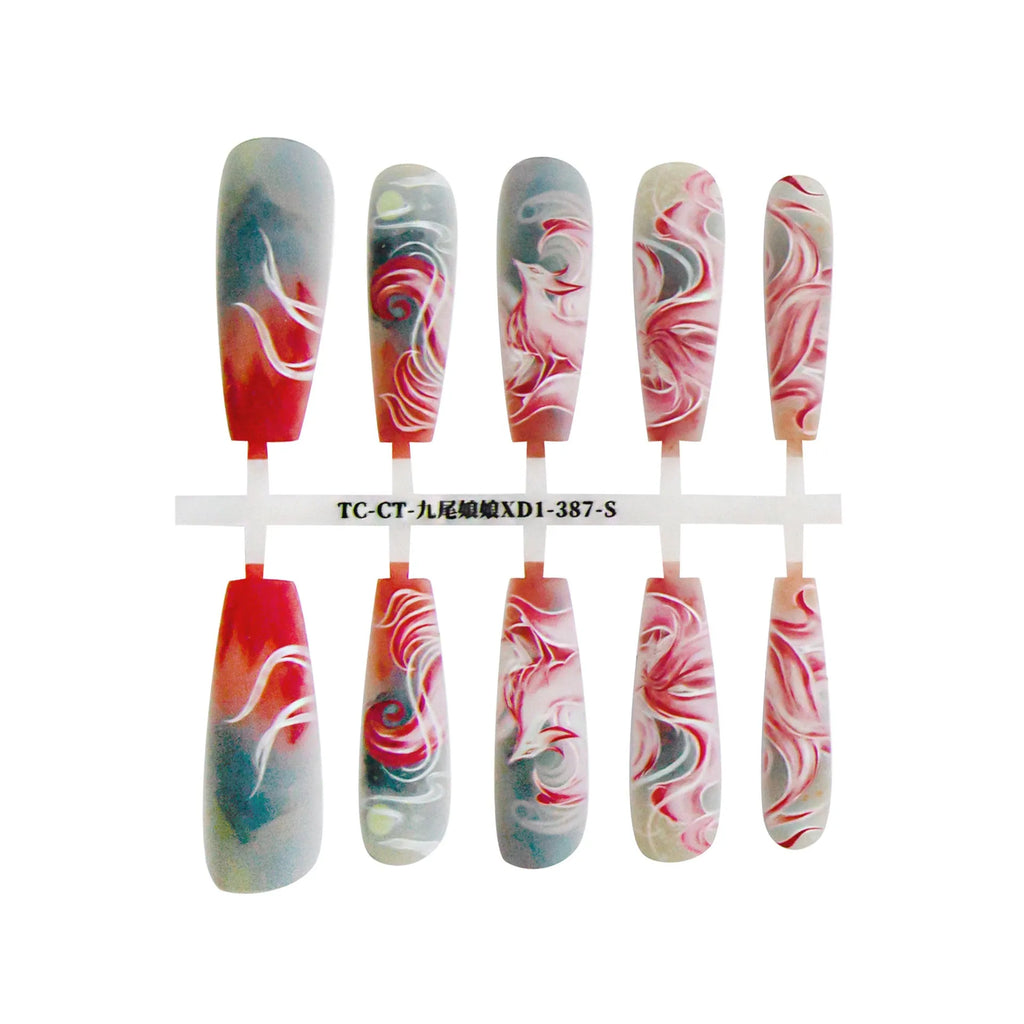 Nine tail lady long ladder plated crystal suede frosted sealing nail art stickers 40 pieces