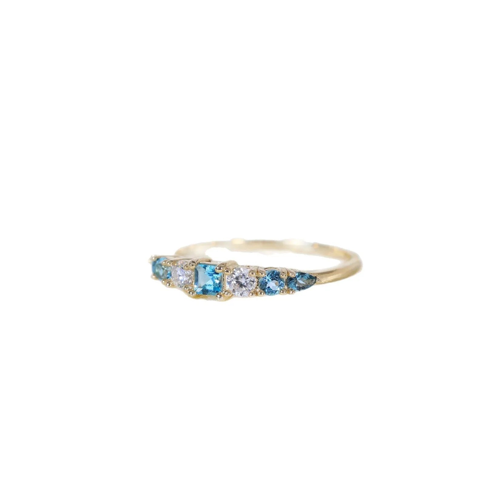 S925 sterling silver geometric ring with yellow gold finish diamond treated for women US sizes 6-10