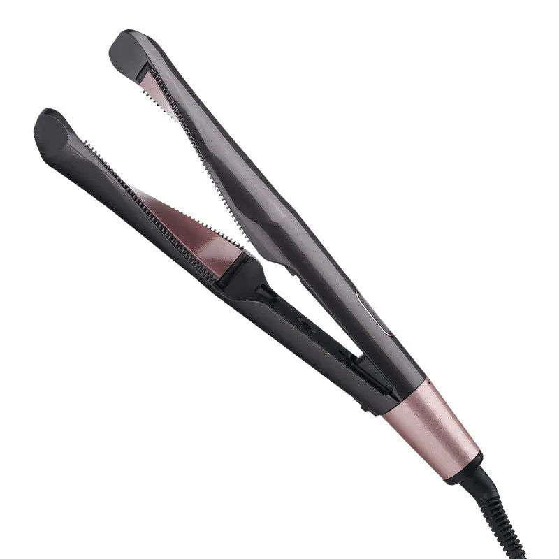 2-in-1 professional hair straightener and hair crimper with LCD screen and adjustable temperature dial in black finish
