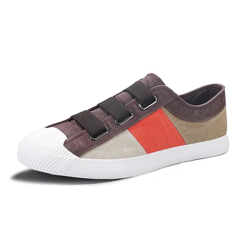 Men's canvas casual sneakers with elastic band fastening in multiple colour options