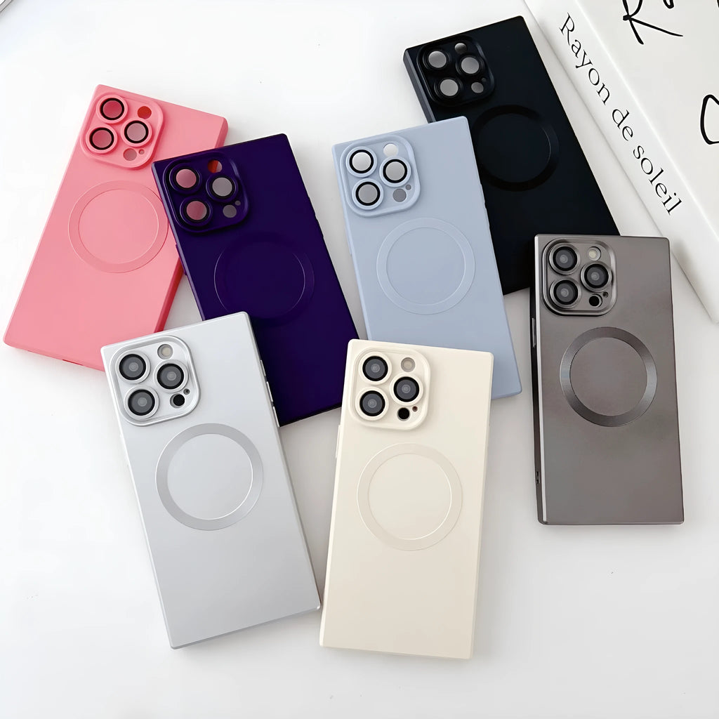 Solid colour TPU magnetic phone case for Apple iPhone 12-15 series with built-in magnet, black colour