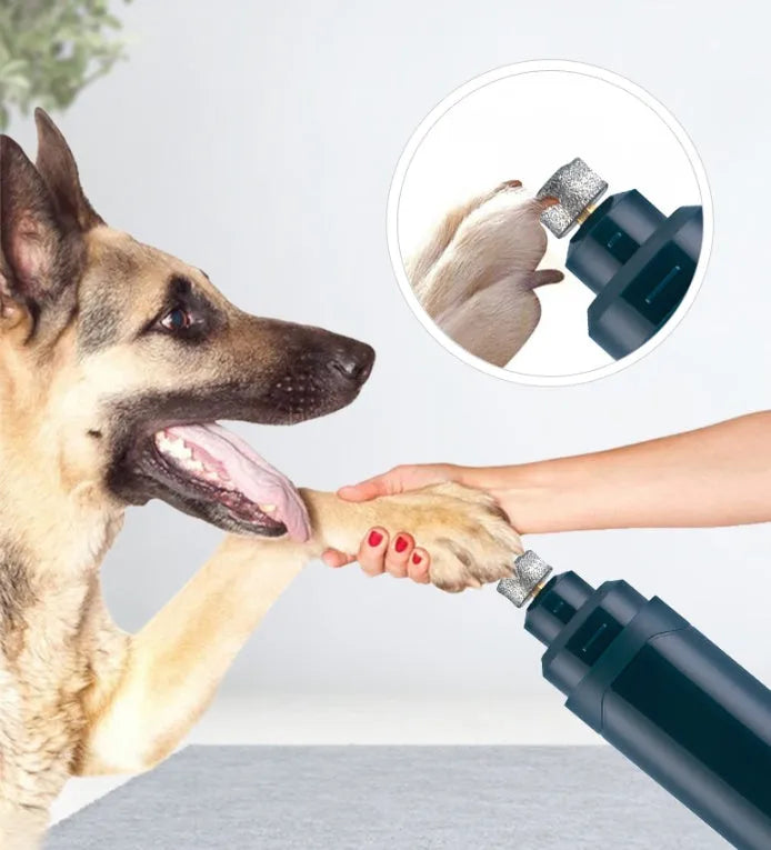 Blue pet electric nail polisher with 2 speeds and rough grinding wheel for dog and cat nail care