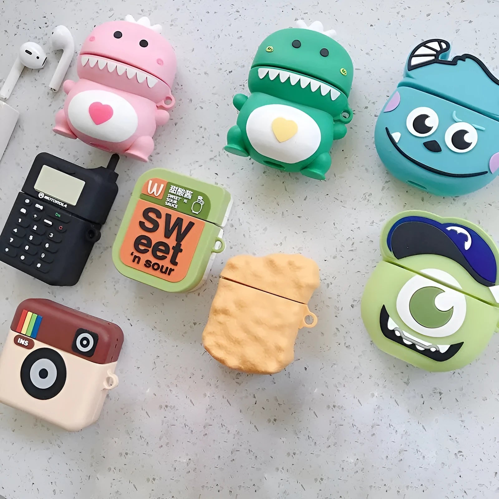 Cartoon animal silicone protective case for AirPods 1st and 2nd generation in multiple colours