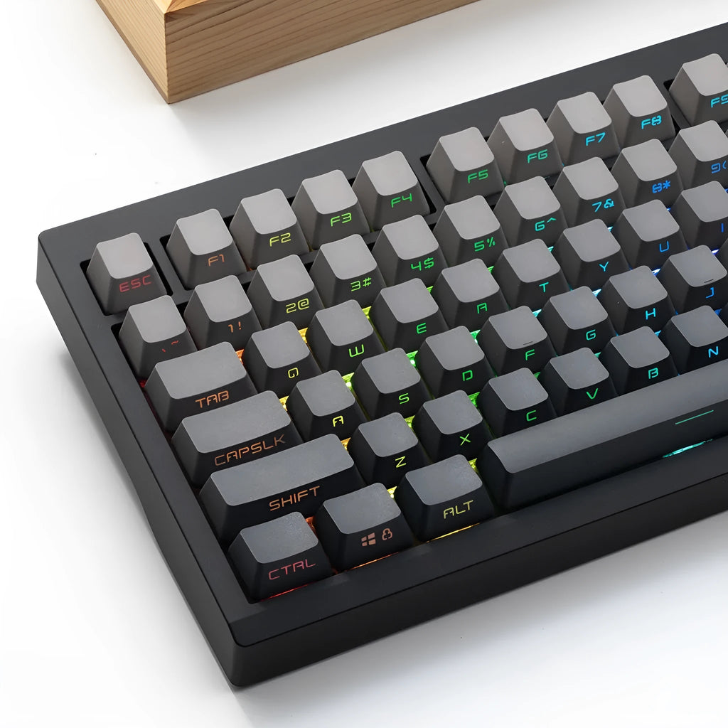 DIY mechanical keyboard kit with knob, hot swap sockets, and RGB backlight on a desk