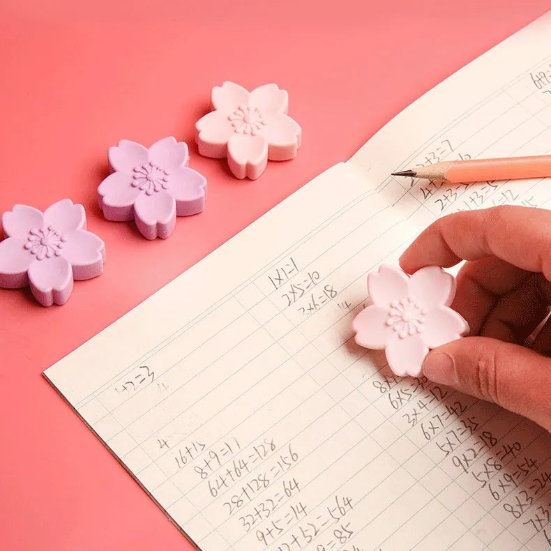 Cherry blossom design soft rubber eraser that leaves no marks and produces little debris.