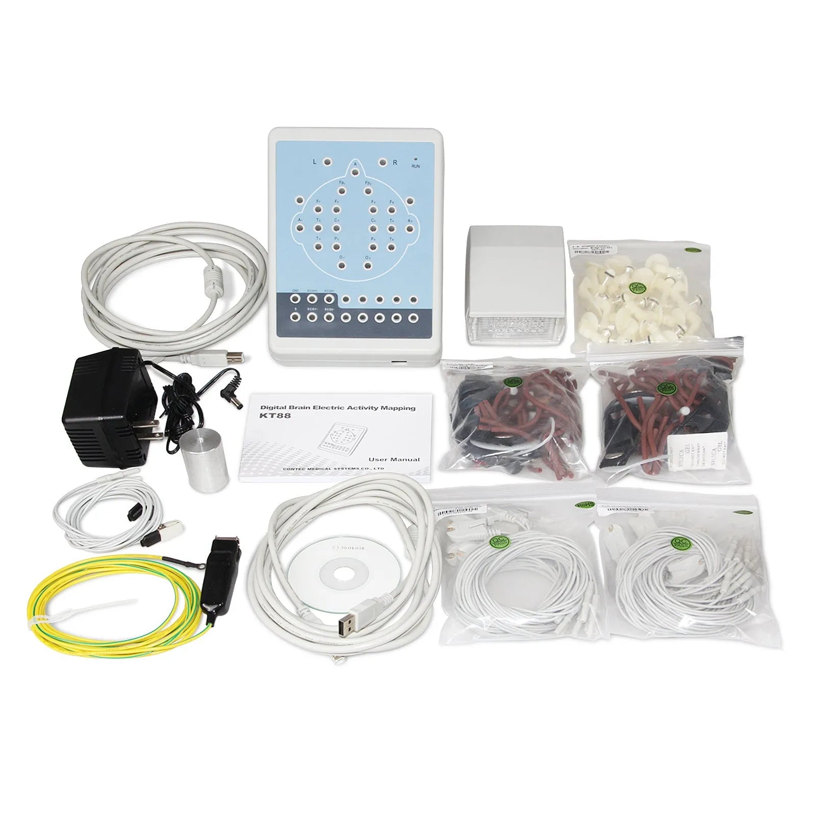 CE CONTEC KT88-1016 16 channel digital EEG system with electrodes and USB interface