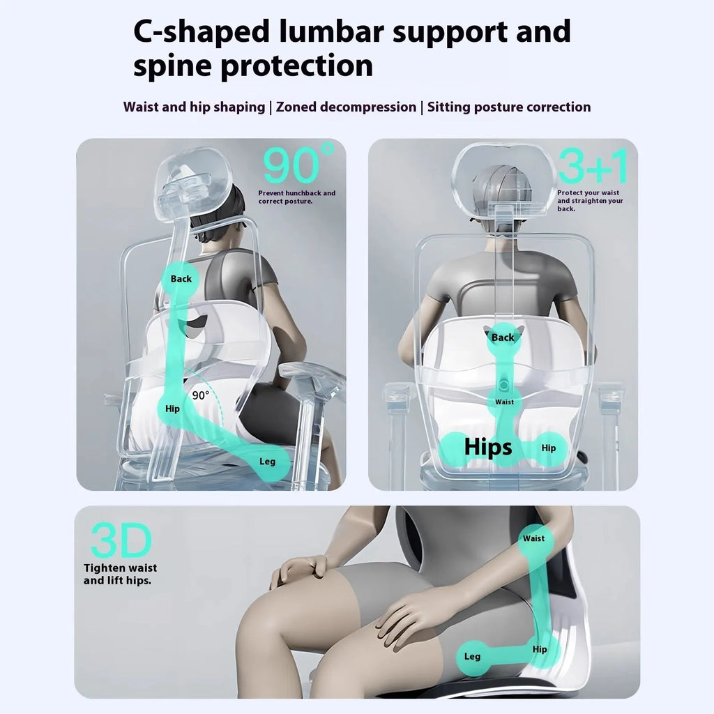 Japanese-style grey lumbar support cushion for office chair with sponge filling