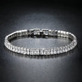 Women's thick chain rectangle zircon bracelet in white gold colour on copper base, geometric shape