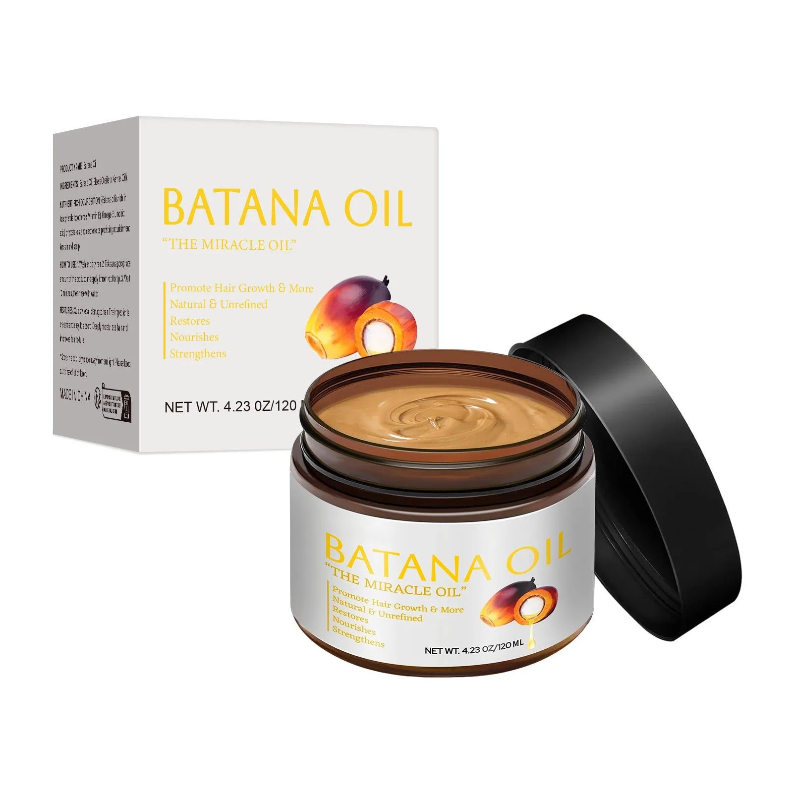 Batana hair mask bottle with herbal fragrance for frizzy hair treatment, 120ml volume