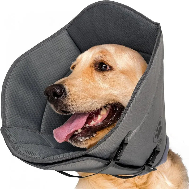 A soft, adjustable polyester recovery collar ring for pets, shown in single and double-layer styles.