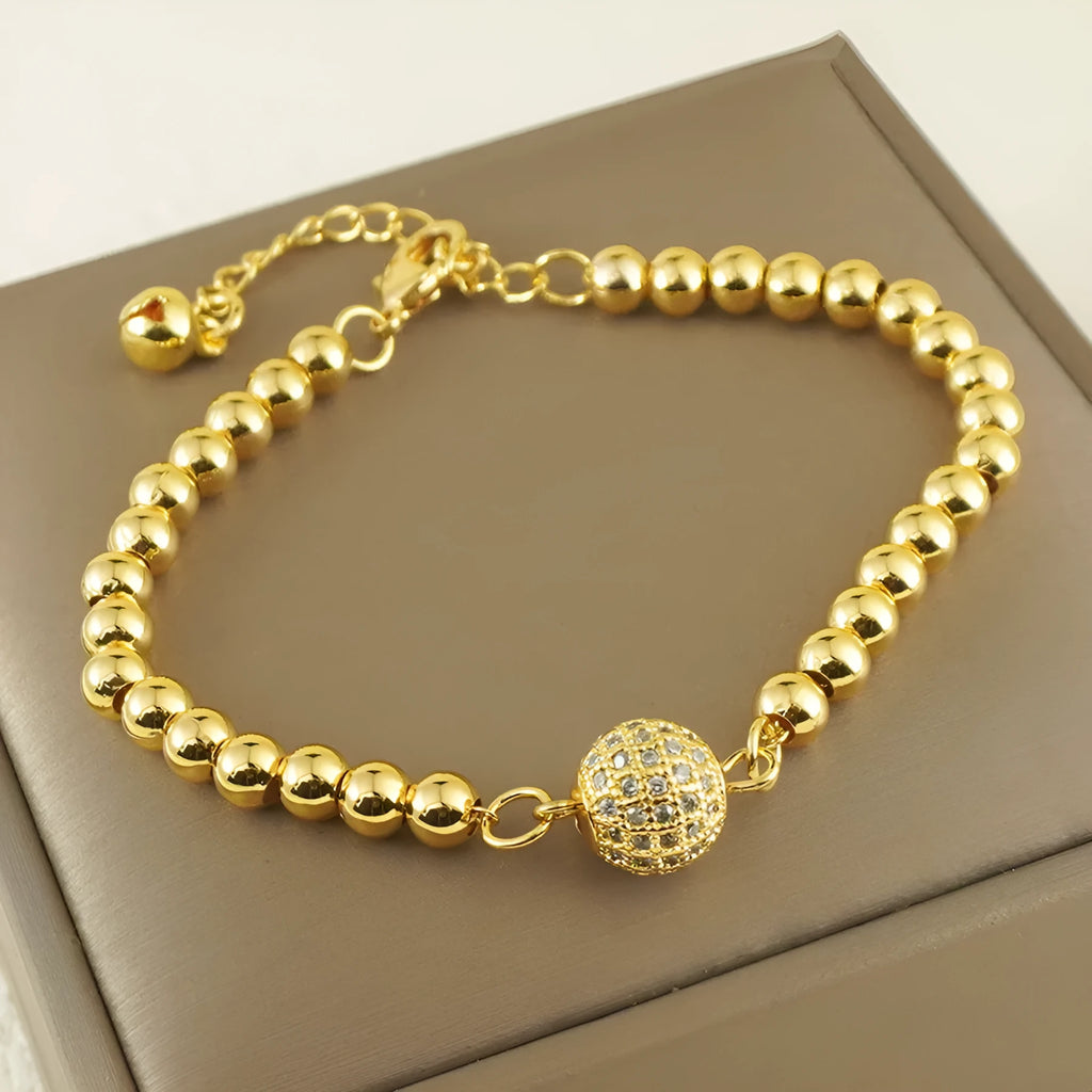 Copper plastic heart-shaped bracelet for women with round zircon stones and an electroplated finish.