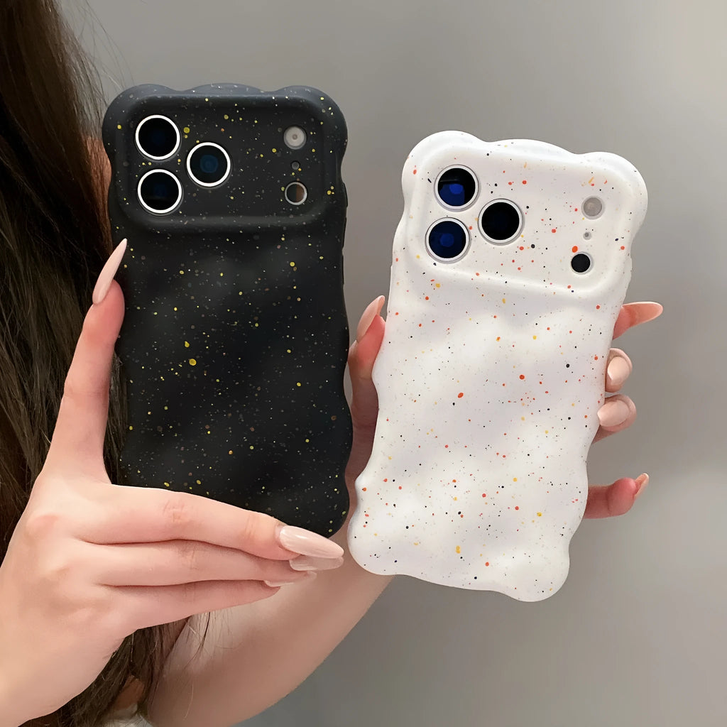 New Wave soft shell TPU phone case with white splash ink pattern and black edges for iPhone