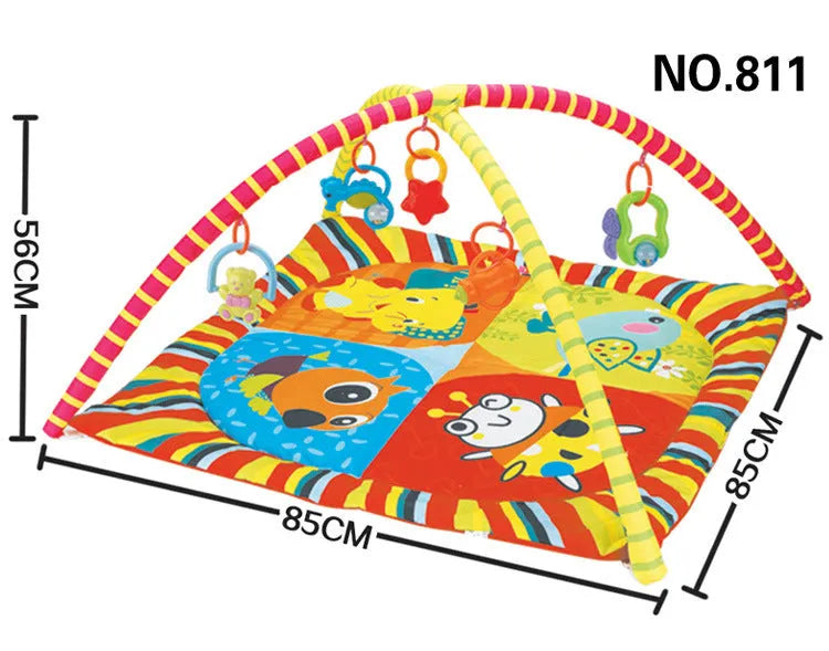Velvet baby gymnastics rack game blanket with animal print design for crawling and ability training.